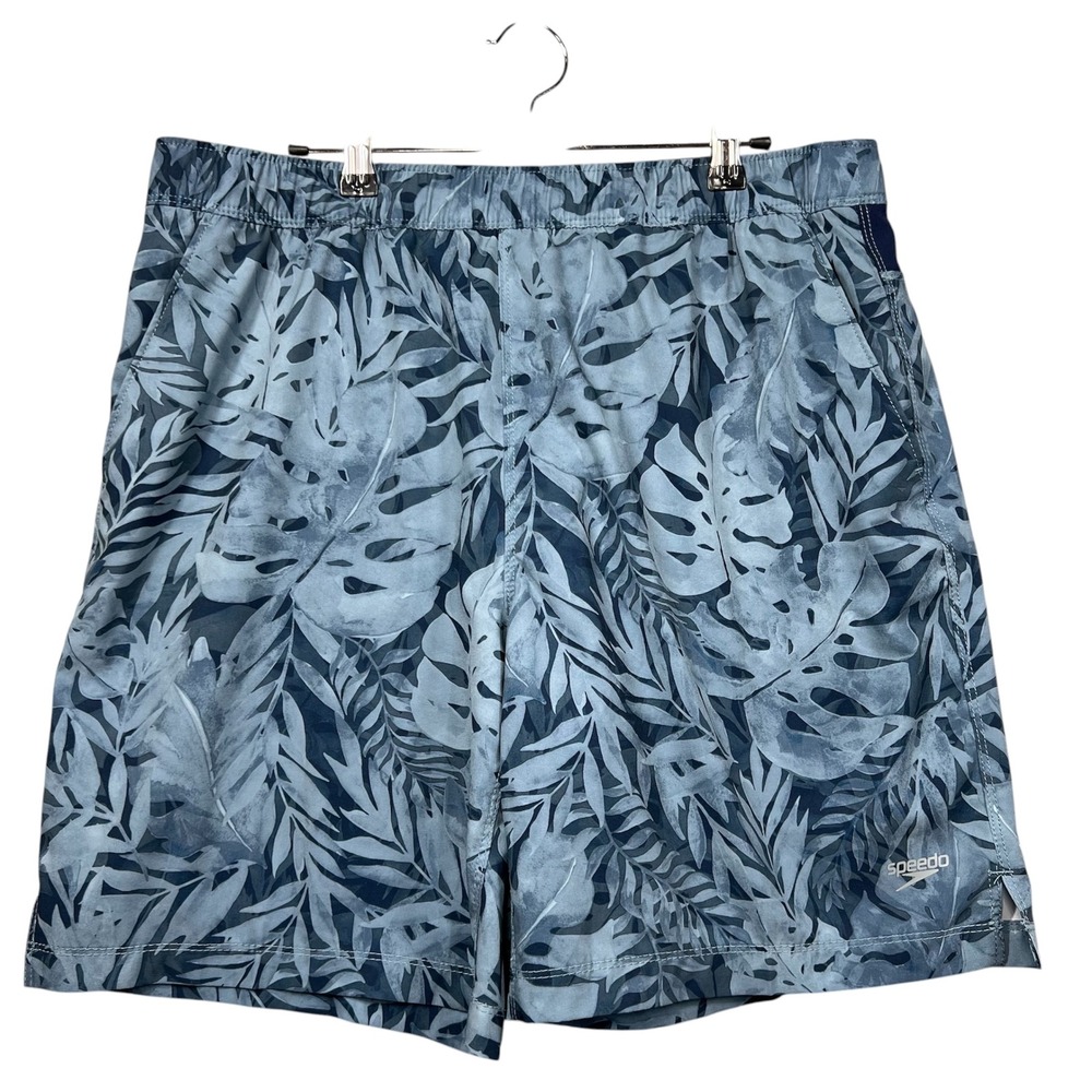 Speedo Swim Trunks Mens Large Blue Tropical Monstera Leaf Printā